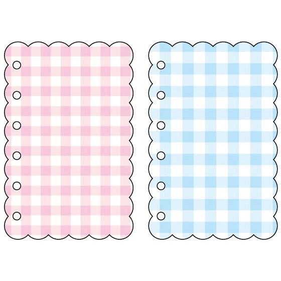 シール台紙 リフィル もこもこタイプ チェック ピンク×ブルー 2柄×各5枚 ミニ6 6穴 収集 趣...