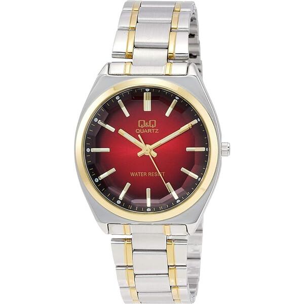 シチズン Q&amp;Q 腕時計 アナログ 防水 メタルバンド QB78-402 シルバー×レッド [01]...