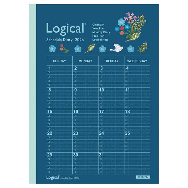 ナカバヤシ 2026年 手帳・ダイアリー ロジカルダイアリー 月間ノートタイプA B5 フラワー 月...