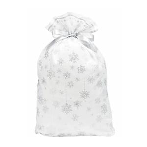 Z&K ゼットアンドケイ ギフトバッグ シャイニースノーバッグ L ホワイト/シルバー ラッピング クリスマス