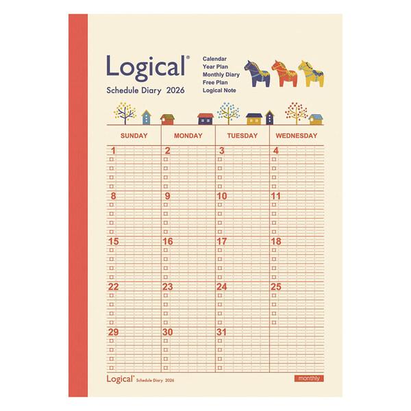 ナカバヤシ 2026年 手帳・ダイアリー ロジカルダイアリー 月間ノートタイプA B6 ウマ 月間ブ...