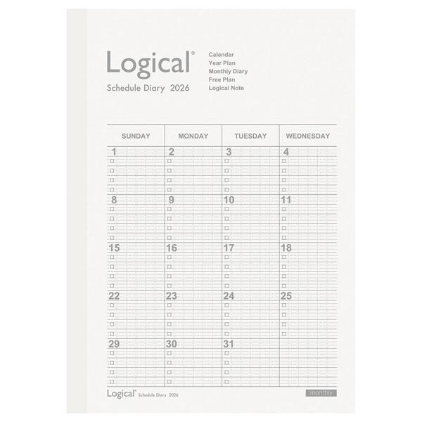 ナカバヤシ 2026年 手帳・ダイアリー ロジカルダイアリー 月間ノートタイプA A5 ホワイト 月...