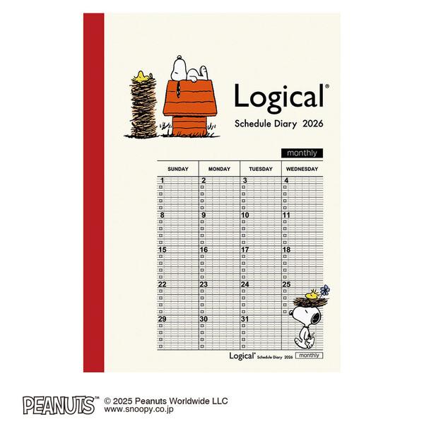 ナカバヤシ 2026年 手帳・ダイアリー ロジカルダイアリー 月間ノートタイプP B6 ピーナツ1 ...