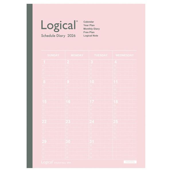ナカバヤシ 2026年 手帳・ダイアリー ロジカルダイアリー 月間ノートタイプA B5 ピンク 月間...