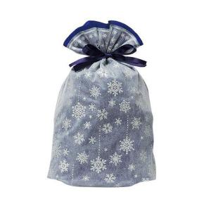 Z&K ゼットアンドケイ ギフトバッグ シャイニースノーバッグ L ブルー/シルバー ラッピング クリスマス