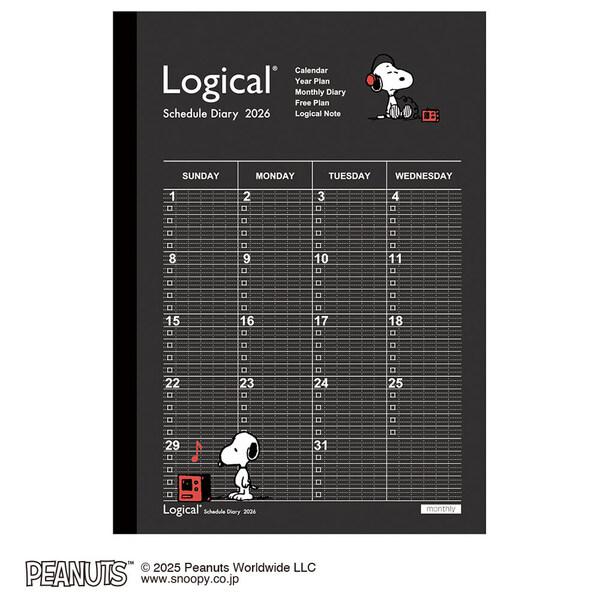 ナカバヤシ 2026年 手帳・ダイアリー ロジカルダイアリー 月間ノートタイプP A5 ピーナツ1 ...
