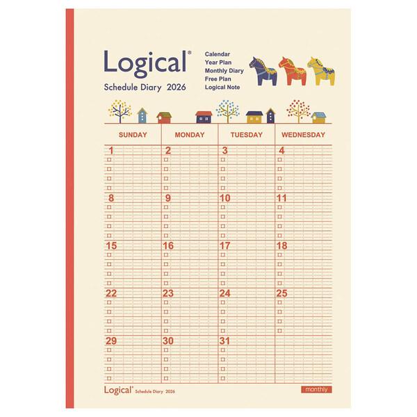 ナカバヤシ 2026年 手帳・ダイアリー ロジカルダイアリー 月間ノートタイプA A5 ウマ 月間ブ...