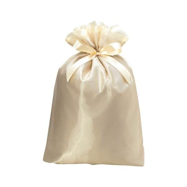 包む ラッピング袋 巾着 ノーブル シャンパンゴールド LL リボン付 プレゼント ラッピングバッグ...