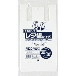 レジ袋 乳白 省資源 関東30号/関西40号 100枚入 吊り下げフック穴付き ゴミ袋 ジャパックス [02] 〔合計1100円以上で購入可〕