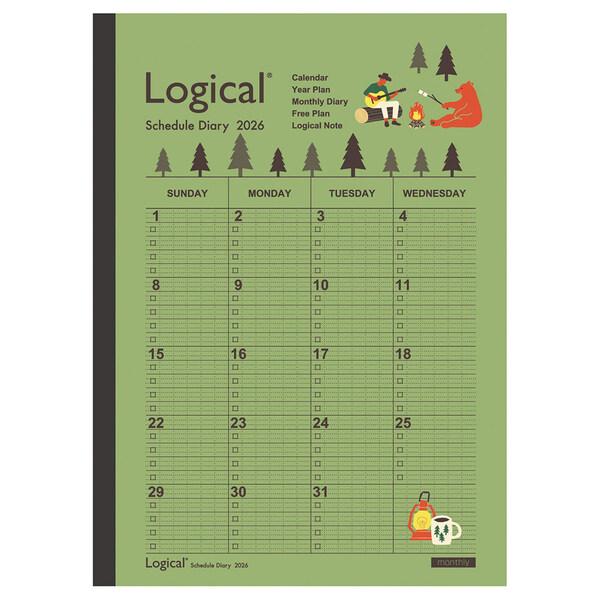 ナカバヤシ 2026年 手帳・ダイアリー ロジカルダイアリー 月間ノートタイプA B5 キャンプ 月...