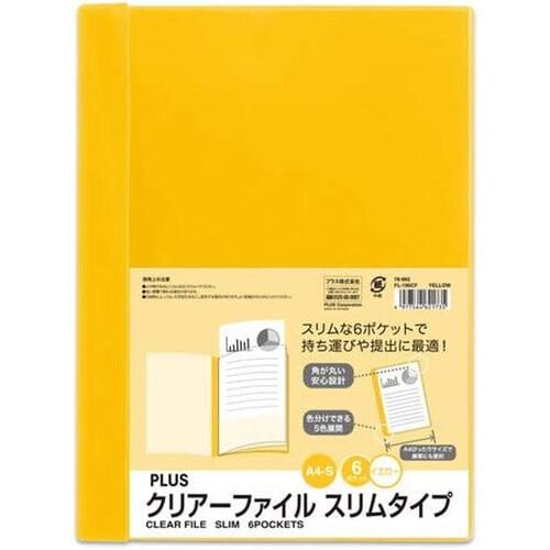 プラス クリアーファイル スリムタイプ A4 6ポケット イエロー  FL-190CF [02] 〔...
