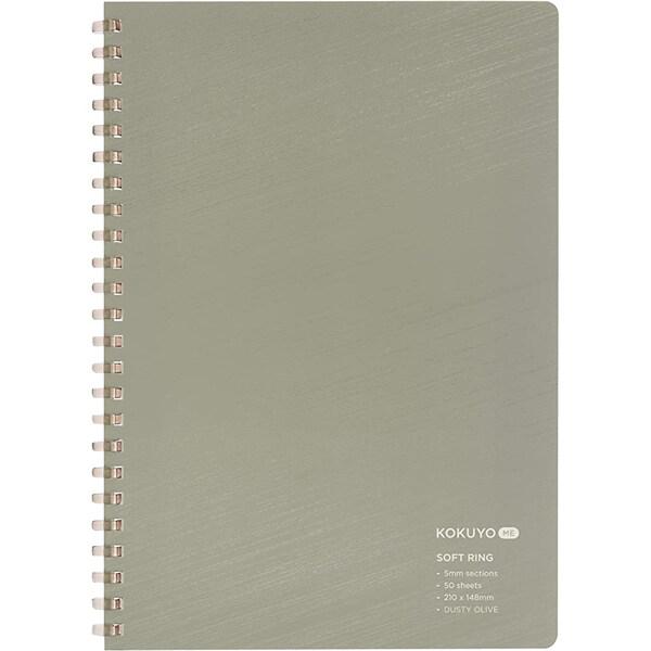ソフトリングノート KOKUYO ME 5mm方眼 50枚 A5 ダスティオリーブ リングノート 平...