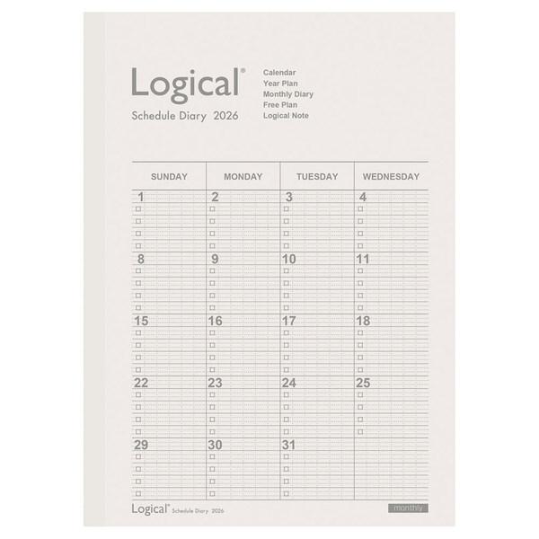 ナカバヤシ 2026年 手帳・ダイアリー ロジカルダイアリー 月間ノートタイプA B5 ホワイト 月...