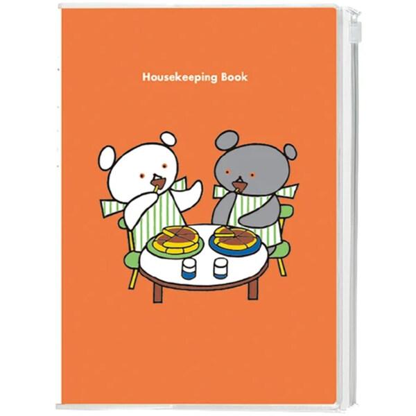 こぐまちゃん B5 シンプル家計簿 1ヶ月見開き1ページ 透明カバー ポケット ペン差し付 初心者 ...