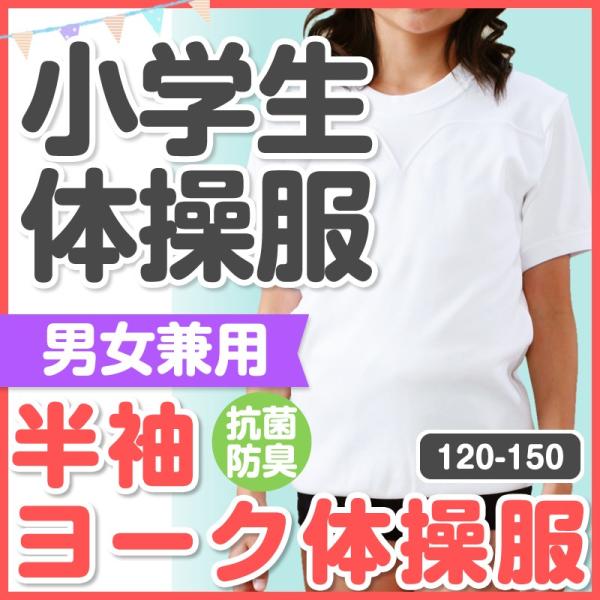 ★売り尽くしセール★体操着 体育着 体操服 抗菌防臭 半袖 ヨーク丸首 男女兼用 白 120/130...