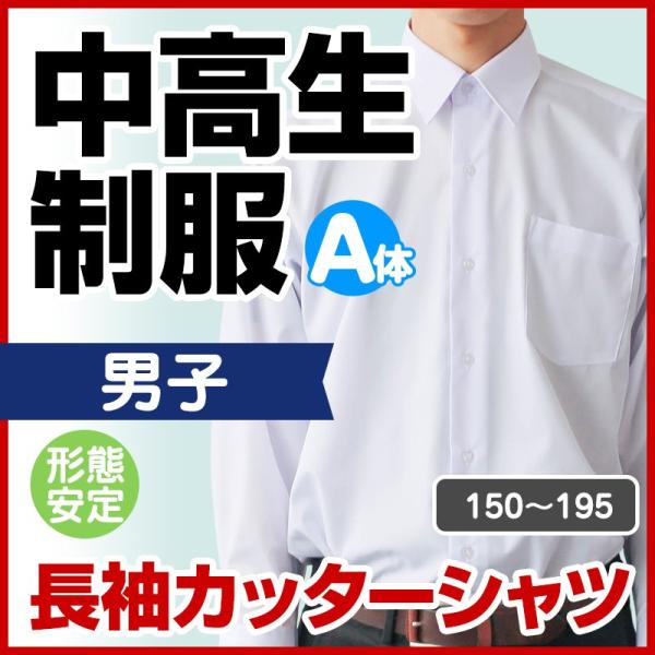 中学生 高校生 制服 長袖 カッターシャツ 形態安定 男子 A体 150/155/160/165/1...