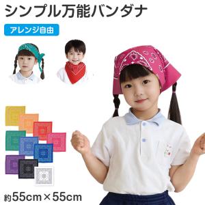 バンダナ 55cm 大判 ペイズリー カラー キッズ 三角巾 55×55cm ヘアアクセサリー 首巻き 頭巻き スカーフ 運動会 体育祭 ダンス イベント (取寄せ)