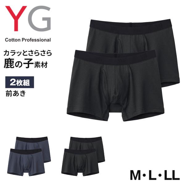 グンゼ YG ボクサーパンツ サラサラ メンズ 前あき 2枚組 M L LL 鹿の子 カノコ GUN...