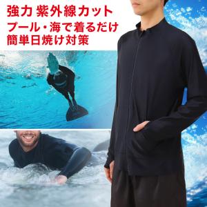 ラッシュガード 長袖 メンズ フードなし ジッ...の詳細画像2