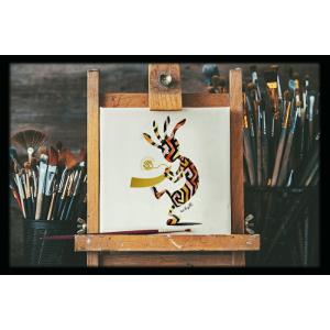 不思議なココペリ-金星の角笛-（額縁なし A4サイズ）開運 アート 絵画 癒やし 金運 幸運