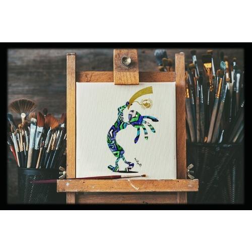 不思議なココペリ-地球の角笛-（額縁なし A4サイズ）開運 アート 絵画 癒やし 人脈 仲間 幸運