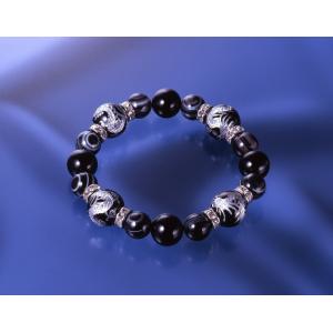 飛翔の龍ブレスレット　天眼石 オニキス パワーストーン ブレスレット 送料無料 メンズ レディース ...