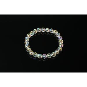 オーロラクォーツ・ダイヤモンドカットブレス　白水晶 パワーストーン ブレスレット メンズ レディース...