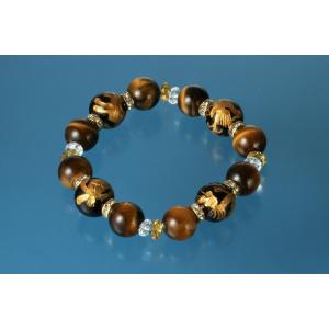 メンズ四神獣・大玉ブレス　白水晶 黄水晶 虎目石 オニキス パワーストーン ブレスレット 送料無料 ...
