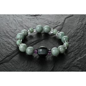 般若心経ひすいブレス Ｌサイズ　白水晶 アメジスト オニキス 翡翠 パワーストーン ブレスレット 送...