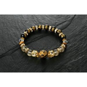 九頭馬・七梵字上手く行くブレス　白水晶 黄水晶 虎目石 オニキス パワーストーン ブレスレット 送料...