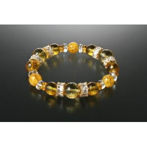 ミラクルパワー昇運ブレス　白水晶 黄水晶 爆裂黄水晶 パワーストーン ブレスレット 送料無料 メンズ...