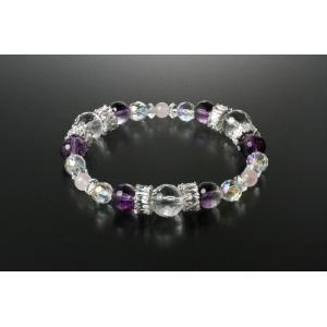 ミラクルパワー幸運ブレス　白水晶 アメジスト ローズクォーツ パワーストーン ブレスレット 送料無料...