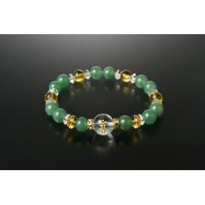 インド翡翠・開運梵字ブレス 白水晶 黄水晶 アベンチュリン パワーストーン ブレスレット　メンズ レ...