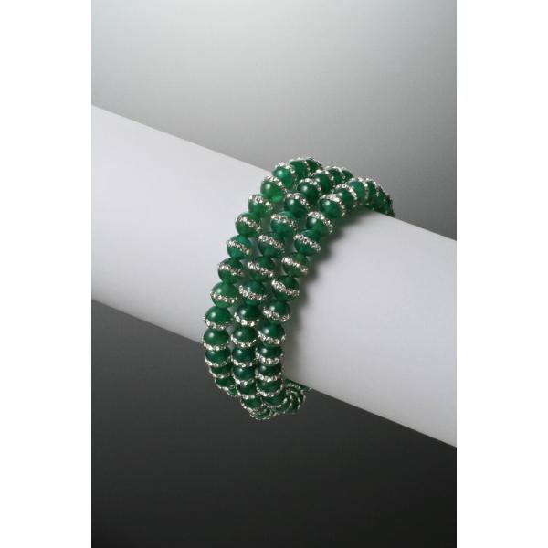 きらきらグリーンめのう３連ブレス　緑メノウ パワーストーン ブレスレット 送料無料 メンズ レディー...