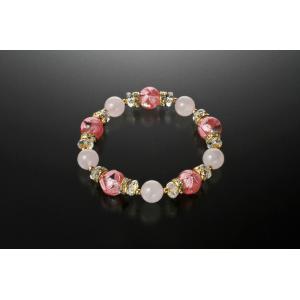 ローズクォーツ桜満開ブレス　白水晶 ローズクォーツ パワーストーン ブレスレット レディース 効果 ...