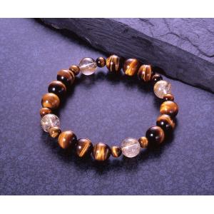 金針水晶 タイガーアイブレス　金針水晶 虎目石 パワーストーン ブレスレット 送料無料 メンズ レデ...
