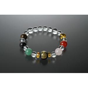 薬師如来・健康長寿ブレス　白水晶 白水晶 アメジスト 虎目石 赤メノウ オニキス ローズクォーツ ア...