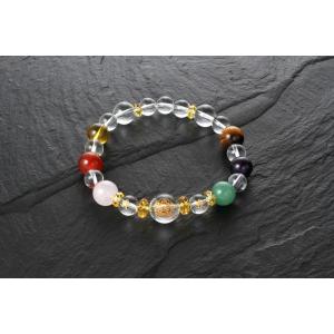 守護本尊・開運梵字ブレス　白水晶 黄水晶 アメジスト 虎目石  赤メノウ ローズクォーツ  パワース...