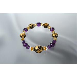 開運・四神獣ブレス　白水晶 黄水晶 アメジスト オニキス パワーストーン ブレスレット 送料無料 メ...