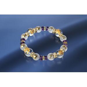 ゴージャス四神獣ブレス　白水晶 黄水晶 アメジスト パワーストーン ブレスレット 送料無料 メンズ ...