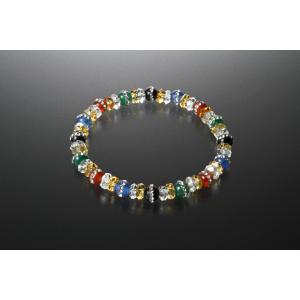 カラフル宝石キラキラブレス　白水晶 黄水晶 赤メノウ 青メノウ 緑メノウ オニキス パワーストーン ...