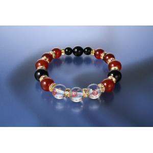 大当り３連発ブレス　白水晶 黄水晶 赤メノウ オニキス パワーストーン ブレスレット 送料無料 メン...