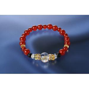 鶴の幸運ブレスレット　白水晶 黄水晶 赤メノウ オニキス パワーストーン ブレスレット メンズ レデ...