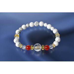 幸せの鶴ブレス　白水晶 黄水晶 赤メノウ ホワイトハウライト パワーストーン ブレスレット メンズ ...