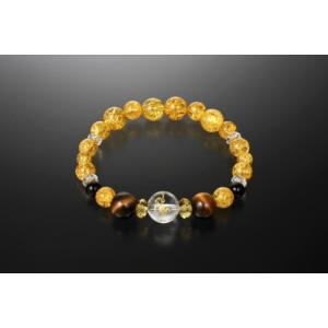 幸運猿のブレスレット　白水晶 黄水晶 虎目石 オニキス パワーストーン ブレスレット メンズ レディ...