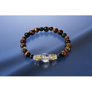 サルの幸せブレスレット　白水晶 黄水晶 黄虎目石 赤虎目石 青虎目石 パワーストーン ブレスレット ...