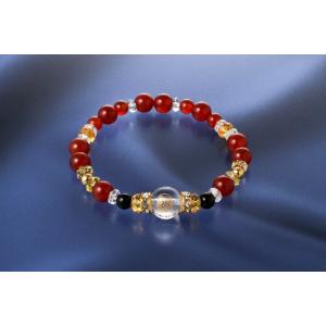 赤めのう不苦労ブレス 白水晶 黄水晶 赤メノウ オニキス パワーストーン ブレスレット メンズ レデ...