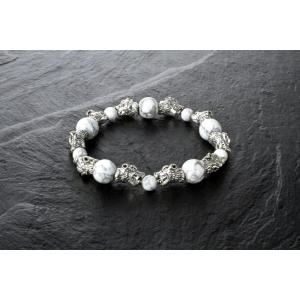 守護おおかみブレス ホワイトハウライト パワーストーン ブレスレット メンズ レディース 効果 ハン...