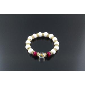 飛躍祈願・うさぎブレス 白水晶 ラビットアイ ホワイトオニキス パワーストーン ブレスレット メンズ...