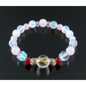 ラッキー兎のムーンライトブレス 白水晶 赤メノウ ローズクォーツ パワーストーン ブレスレット メン...